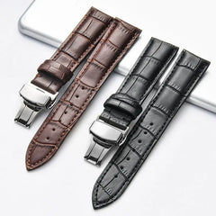 Genuine Leather Strap with Wooden Box Watch Band Butterfly Clasp  Bracelet