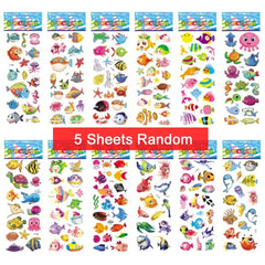 5 Sheet Puffy Stickers for Kids