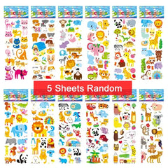 5 Sheet Puffy Stickers for Kids