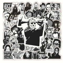 50PCS Black & White Horror Movie Stickers