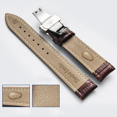 Genuine Leather Strap with Wooden Box Watch Band Butterfly Clasp  Bracelet