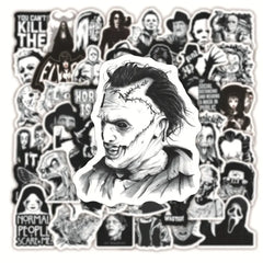 50PCS Black & White Horror Movie Stickers