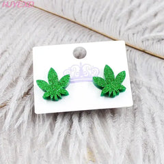 Pot Leaf Stud Earrings