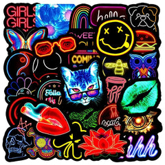 50pcs Graffiti Neon Light Stickers