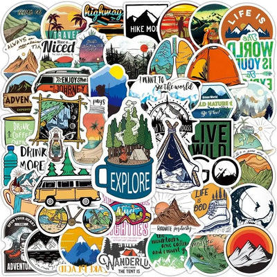 50/100pcs Camping & Outdoor Stickers