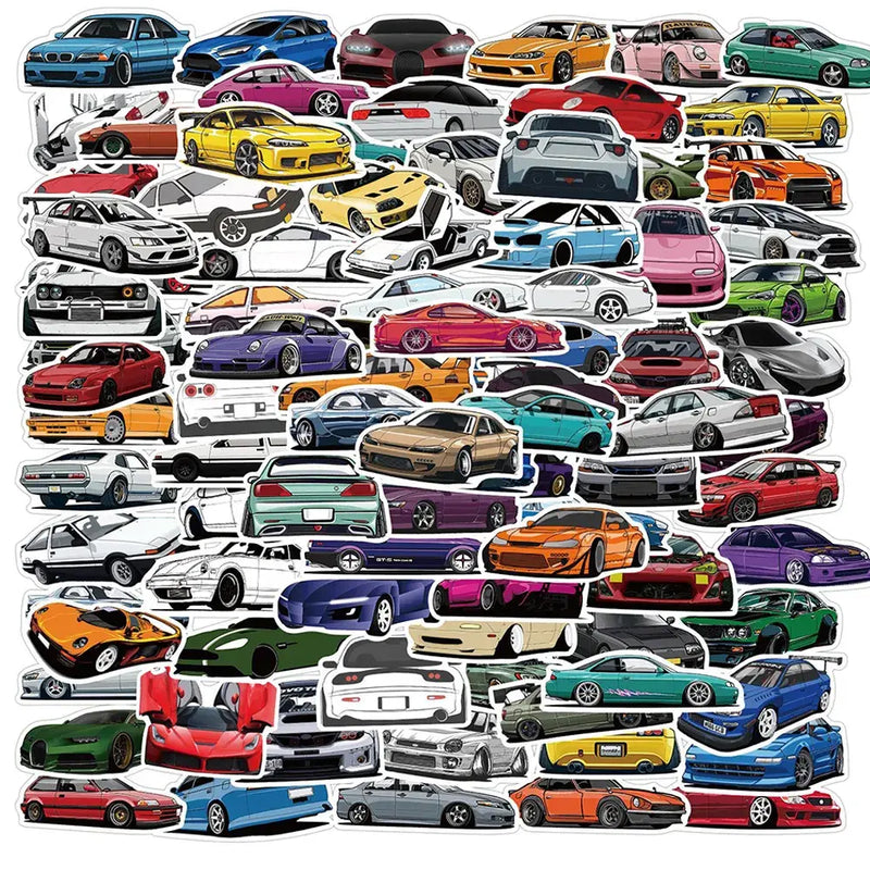 10-100PCS Racing Car Stickers