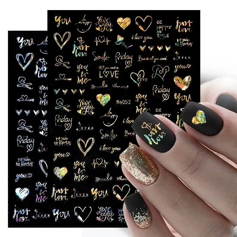 3D Laser Heart ILY Nail Decor