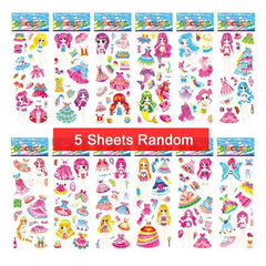 5 Sheet Puffy Stickers for Kids