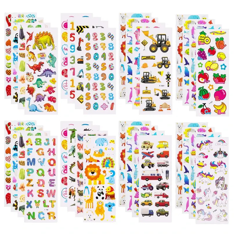 5 Sheet Puffy Stickers for Kids