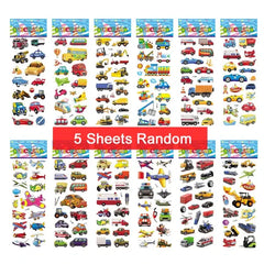 5 Sheet Puffy Stickers for Kids