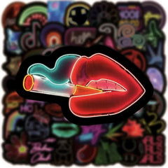 50pcs Graffiti Neon Light Stickers