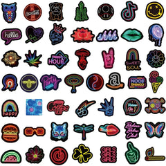 50pcs Graffiti Neon Light Stickers